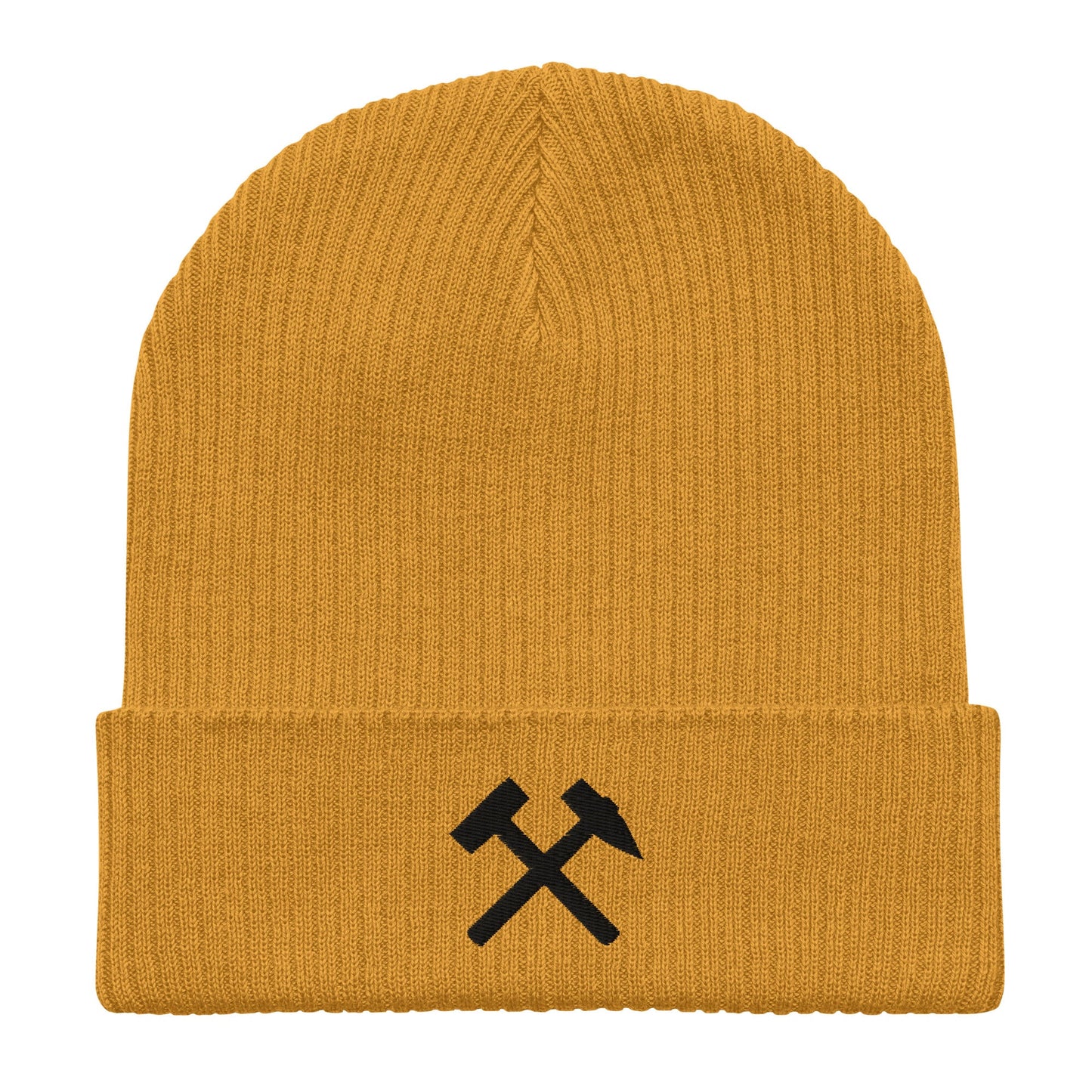 Gerippte Bio-Beanie - Gekreuzte Hämmer (schwarz) - Haamitstuff