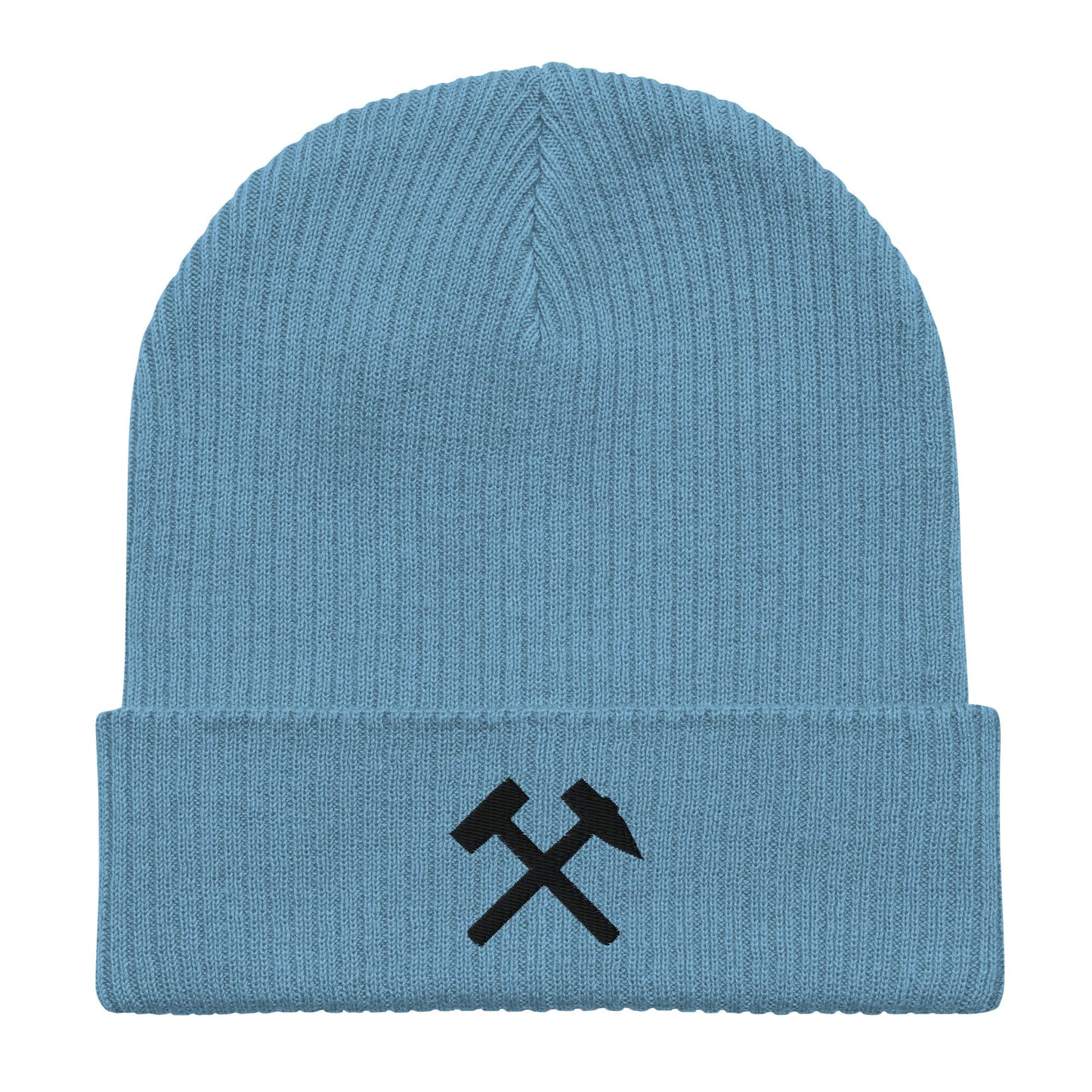 Gerippte Bio-Beanie - Gekreuzte Hämmer (schwarz) - Haamitstuff
