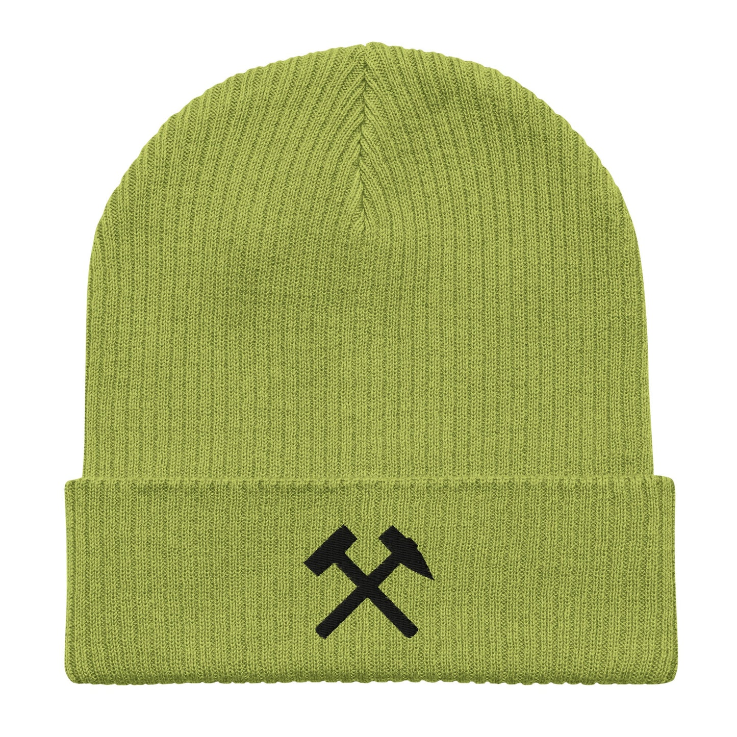 Gerippte Bio-Beanie - Gekreuzte Hämmer (schwarz) - Haamitstuff