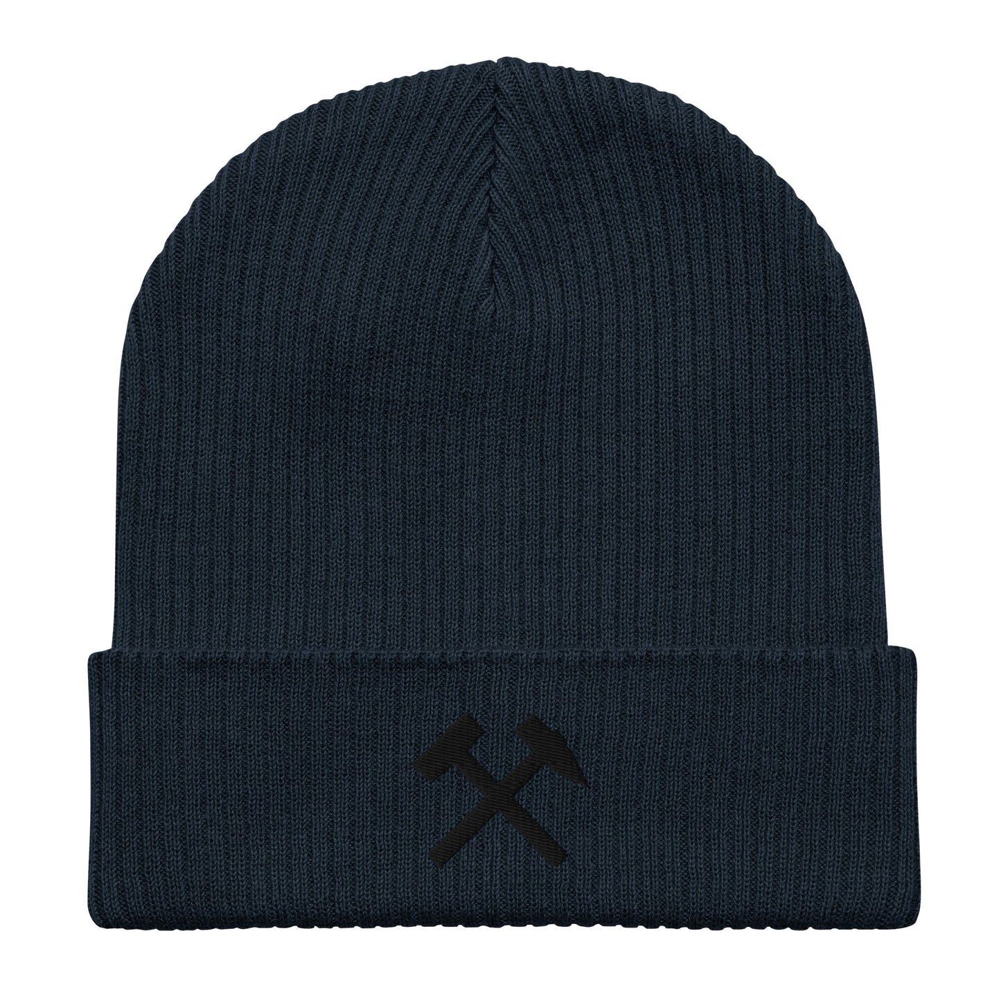 Gerippte Bio-Beanie - Gekreuzte Hämmer (schwarz) - Haamitstuff