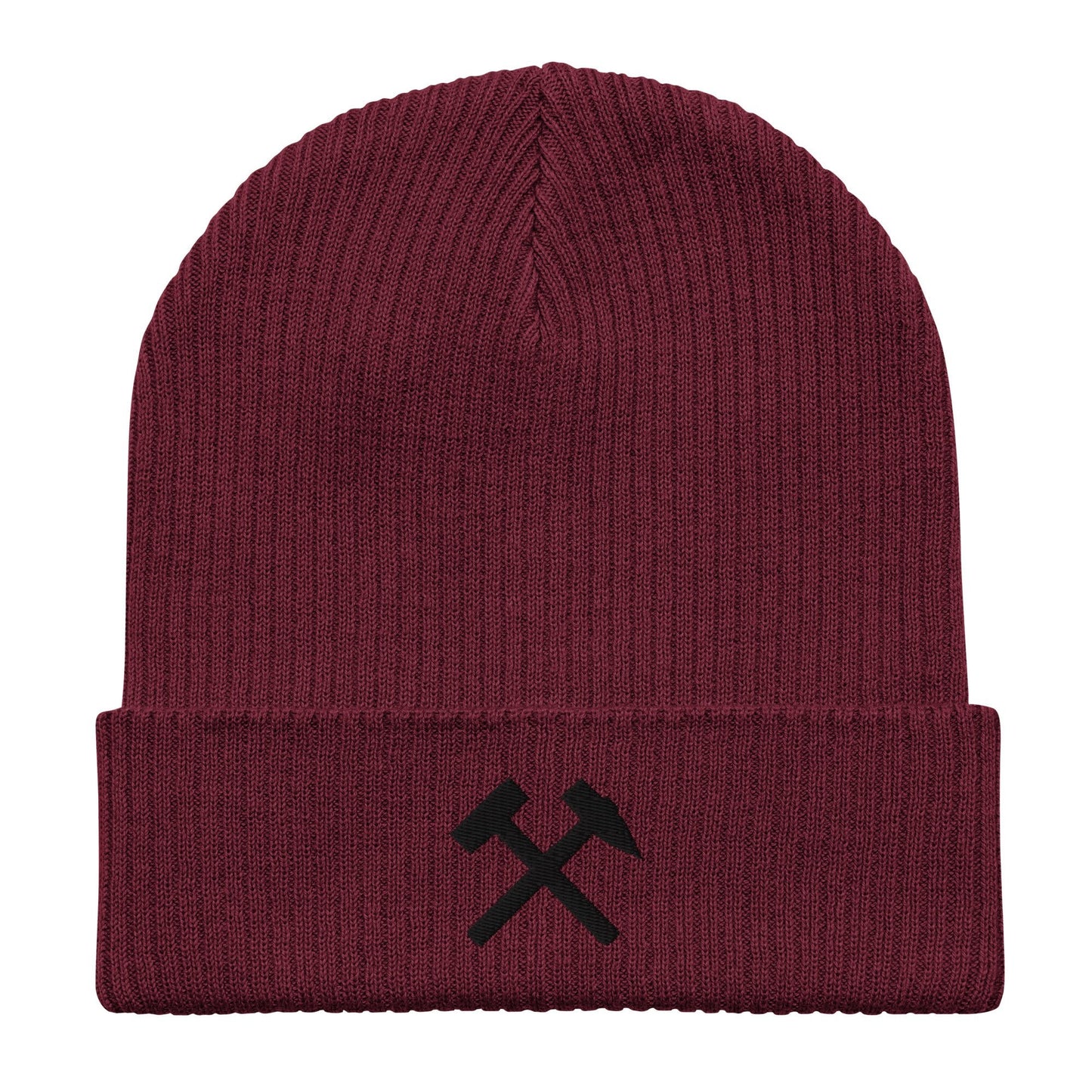 Gerippte Bio-Beanie - Gekreuzte Hämmer (schwarz) - Haamitstuff