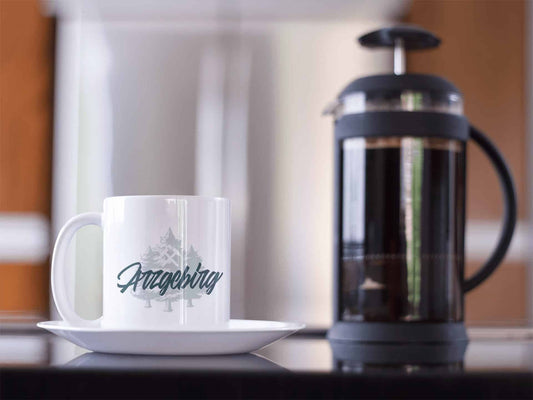 Accessoire - weiße, glänzende Tasse - Arzgebirg - Haamitstuff
