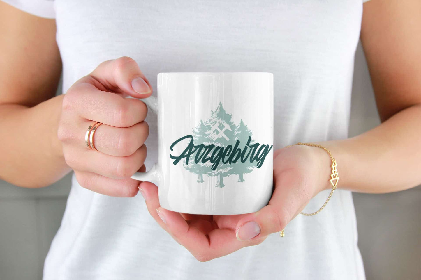 Accessoire - weiße, glänzende Tasse - Arzgebirg - Haamitstuff